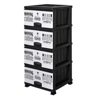 Комод пластиковый Элиф (Elif) белый мрамор. 90х39х48 см 4 секции