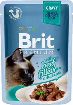 Вологий корм для кішок з філе яловичини в соусі Brit Premium Cat pouch 85 г (8595602518555)