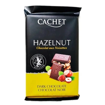 Чорний шоколад Cachet DARK CHOCOLATE HAZELNUT з цілим фундуком 300г