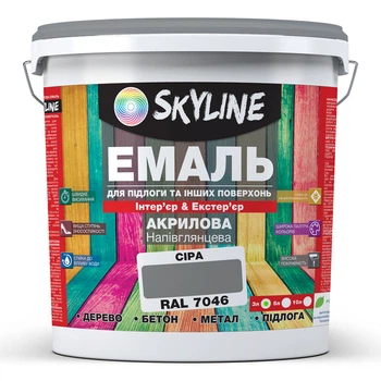 Эмаль для пола акрил-полиуретановая SkyLine Серый RAL 7046 3 л
