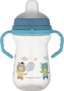 Тренировочная кружка Canpol Babies Bonjour Paris с силиконовым носиком FirstCup 250 мл Голубая (56/613_blu)