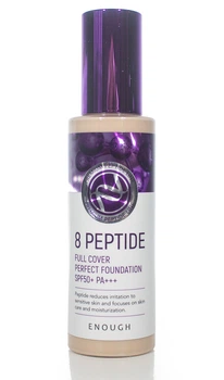 Зволожуючий тональний крем для шкіри обличчя Enough 8 Peptide Full Cover Perfect Foundation 100 мл, Тон 21 (8809605870979)
