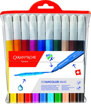 Набор акварельных фломастеров Caran d'Ache Fancolor Maxi 10 цветов (7630002307147)