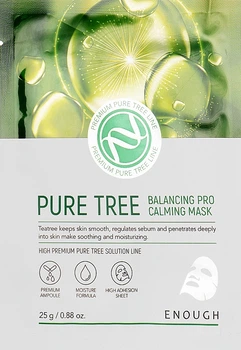 Тканинна маска з екстрактом чайного дерева - Enough Pure Tree Balancing Pro Calming Mask 25g (981161-15427)