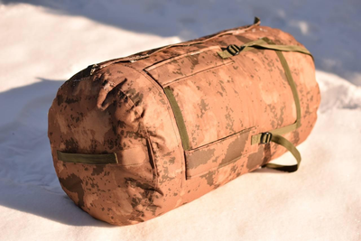 Тактический баул 120 литров армейский военный для ЗСУ сумка рюкзак походный для вещей цвет койот мультикам