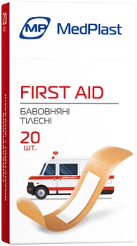 Набір пластирів першої медичної допомоги MedPlast First Aid 1.9 см х 7.2 см 20 шт. (7640162324953)