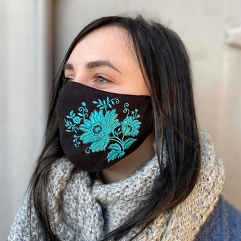 Захисна маска для обличчя "Flowery" чорна