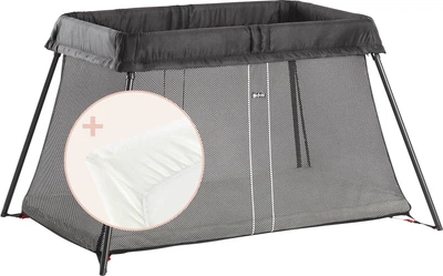 Манеж для путешествий BabyBjorn Travel Crib Light + простынь Black, 7317686400011