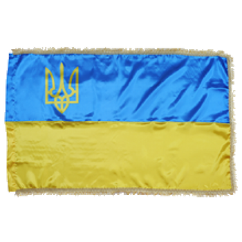Флаг Украины Viburnun П-6Ат б 90x135 см атлас с тризубом и с бахромой