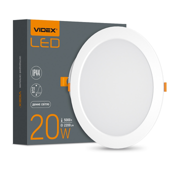 Вогнетривкий LED світильник Back вбудований круглий VIDEX 20W 5000K 220V VL-DLBR-205