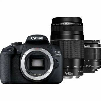 Зеркальный фотоаппарат Canon EOS 2000D Kit (18-55mm + 75-300mm) (2728C021)