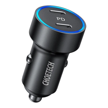 Автомобильное зарядное устройство для Choetech 2x USB Type C Power Delivery 3.0 QuickCharge 3.0 AFC 36W 2.4A черный (C0054)