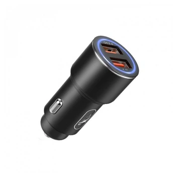 Автомобильное зарядное устройство SkyDolphin SZ15 Aluminium QC3.0 (2USB, 2.4A) Black (AZP-000087)