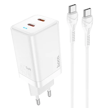 Сетевое зарядное устройство Hoco N23 Astral PD45W dual port (2USB-C) charger set (Type-C to Type-C cable) White