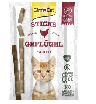 Лакомство для кошек GimCat Sticks с домашней птицей 4 шт по 5 г