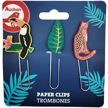 Декоративные скрепки Auchan Tropic Funky для бумаги, 3 шт.