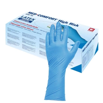 Перчатки AMPri латексні, неопудрені, AMPri Med Comfort High Risk 18 грам (50 шт./25 пар) розмір L