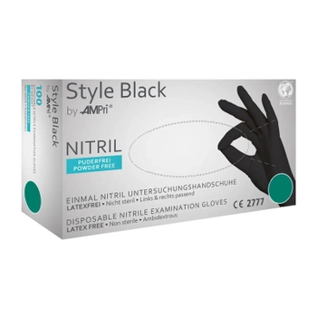 Рукавички нітрилові AMPri Style Black (100 шт. / 50 пар), чорні, розмір XS