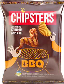 Упаковка чипсів Chipster's Хвилясті зі смаком крильця барбекю 120 г х 4 шт (4823063125437)