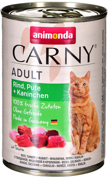 Mokra karma dla kotów Animonda Carny Adult wołowina, indyk i królik 400 g (4017721837255)