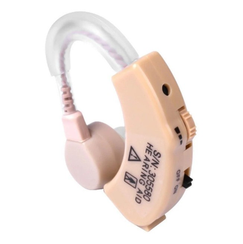 Слуховой аппарат Xingma Beige усилитель слуха на батарейке с тремя вкладышами разных размеров 55 x 15 x 9 мм Бежевый