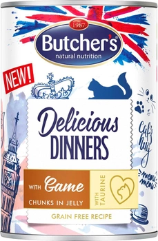 Mokra karma dla kotów Butcher's Delicious Dinners z dziczyzną w galaretce 400 g (5011792007325)
