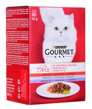 Вологий корм для котів Purina Gourmet Mon Petit Mix М'ясний 6 x 50 г (7613036620741)