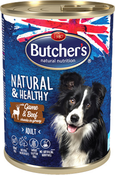 Вологий корм для собак Butcher's Natural & Healthy оленина з яловичиною в соусі 400 г (5011792005635)