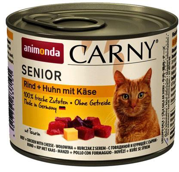 Mokra karma dla kotów starszych Animonda Carny Senior z wołowiną, kurczakiem i serem 200 g (4017721837101)