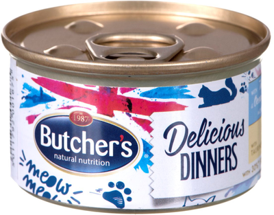 Mokra karma dla kotów Butcher's Delicious Dinners z tuńczykiem i rybą morską 85 g (5011792001675)