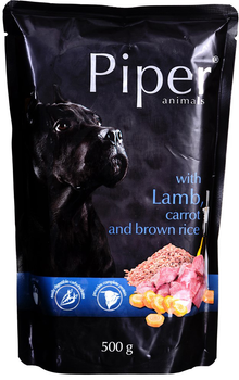 Mokra karma dla psów Dolina Noteci Piper z jagnięciną, marchewką i brązowym ryżem 500 g (5902921300281)