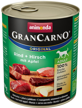 Вологий корм для собак Animonda GranCarno з яловичиною, олениною та яблуком 800 г (4017721827645)