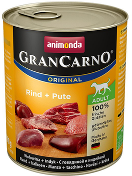 Вологий корм для собак Animonda GranCarno з яловичиною та індичкою 800 г (4017721827430)