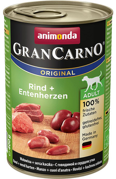 Mokra karma dla psów Animonda GranCarno z wołowiną i kaczymi sercami 400 g (4017721827461)
