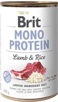 Mokra karma dla psów Brit Karma Mono Protein z jagnięciną i ryżem 400 g (8595602555352)