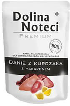 Mokra karma dla psów Dolina Noteci Premium Danie z kurczaka z makaronem 300 g (5902921304357)