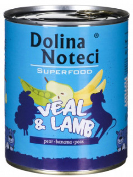 Вологий корм для собак Dolina Noteci Superfood з телятиною і бараниною 800 г (5902921303657)