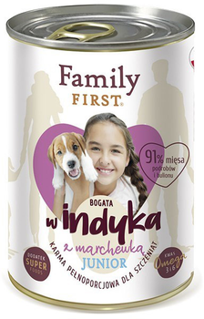 Mokra karma dla psów Family First junior Indyk z marchewką 400 g (5904479190833)