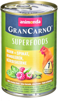 Вологий корм для собак Animonda GranCarno Superfoods Курка та шпинат 400 г (4017721824354)