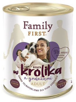 Mokra karma dla psów Family First adult królik z gruszką 800 g (5904479190338)