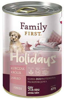 Вологий корм для цуценят Family First junior Курка, кролик, яблуко 400 г (5904479190802)