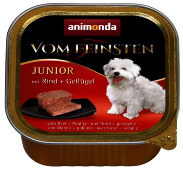 Вологий корм для цуценят Animonda Vom Feinsten Junior з яловичиною та птицею 150 г (4017721829724)