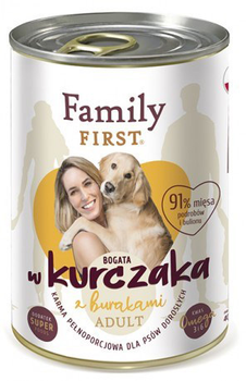 Mokra karma dla psów Family First adult kurczaka z burakiem 400 g (5904479190369)