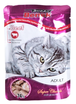 Вологий корм для котів Benek Super з яловичиною в соусі 100 г (5905397017561)