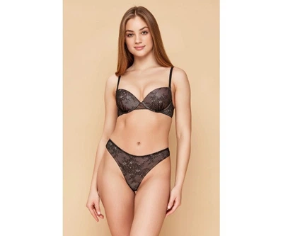 809-010 black Комплект білизни (бюстгальтер push-up і бразиліана) Obrana 75B-M