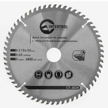 Диск пильный по дереву Intertool 210*30*1.5мм 60Т CT-3024