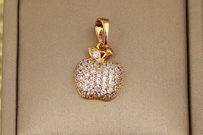 Кулон Xuping Jewelry яблочко с листочком на хвостике 1.5 см золотистый