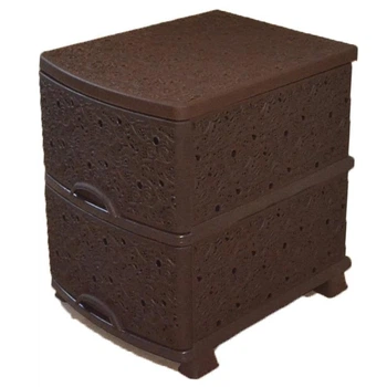 Пластиковый компактный комод для дома, 2 ящика, 47х38х46см, Elfe, органайзер для вещей, ажурный комод Люкс Коричневый