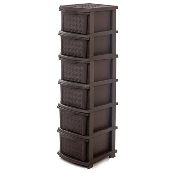 Комод пластиковий R-Plastic "Компакт плюс" 6 ярусів 126*40*34 см, коричневий