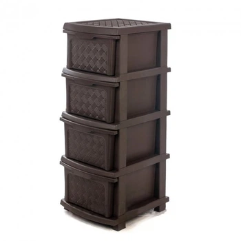 Комод пластиковый на 4 ящика R-Plastic "Компакт", Коричневый